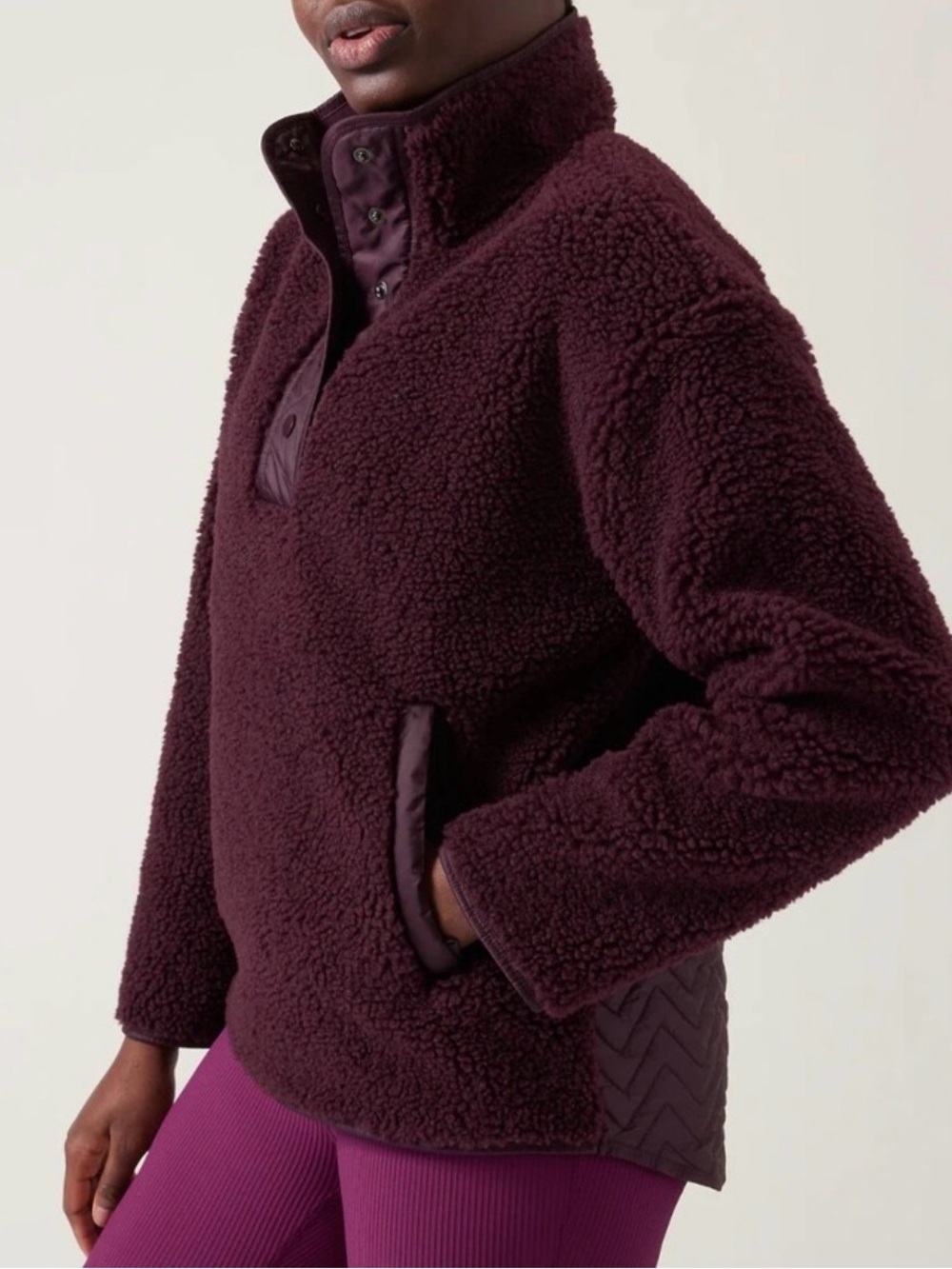 Athleta Cozy Sherpa Snap Sweatshirt